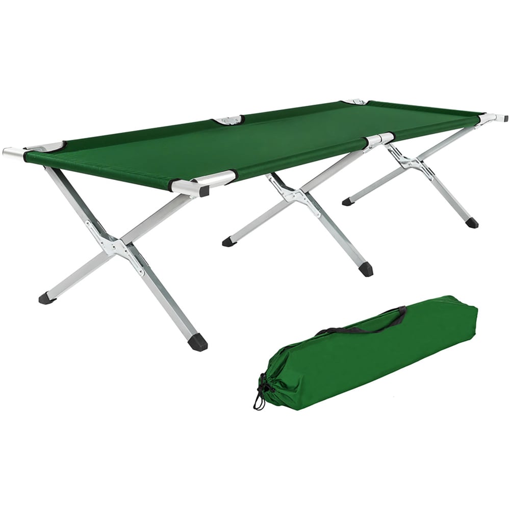tectake Green Aluminium Camping Beds 2 Pack Image 1