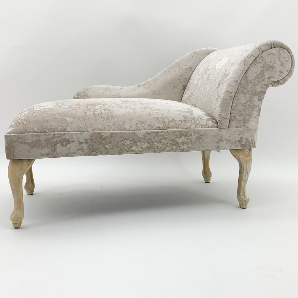 Acacia Home Chaise Cream Crushed Velvet Mini Longue Image 2