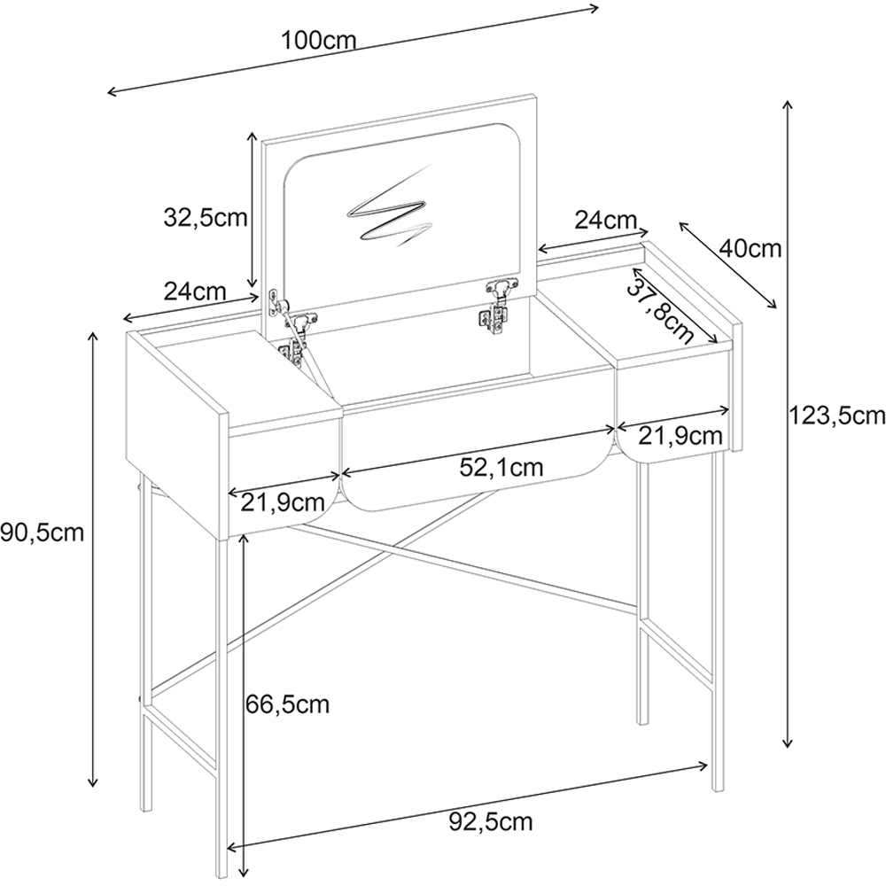 Decortie Terra Ud and Blackwood Make-Up Table with Lift-Up Door Image 7