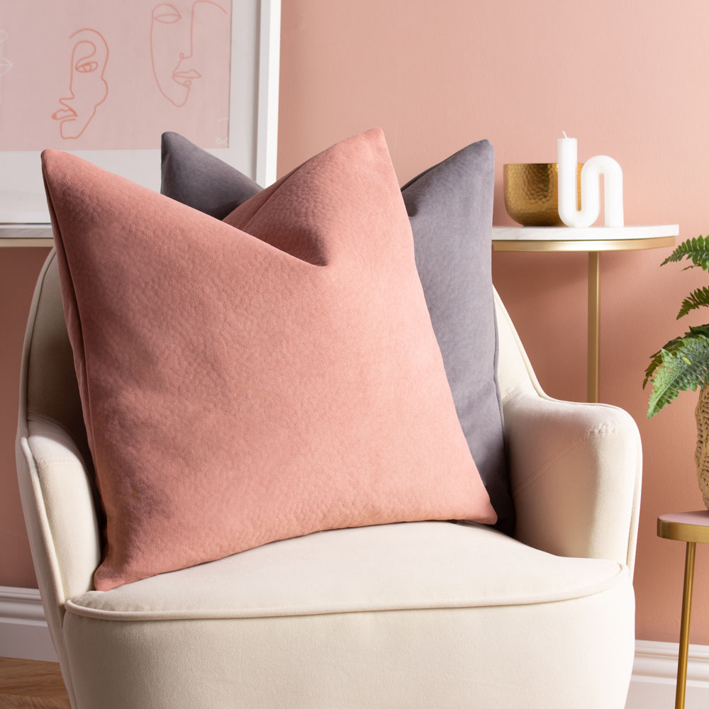 furn. Kobe Blush Velvet Cushion Image 4