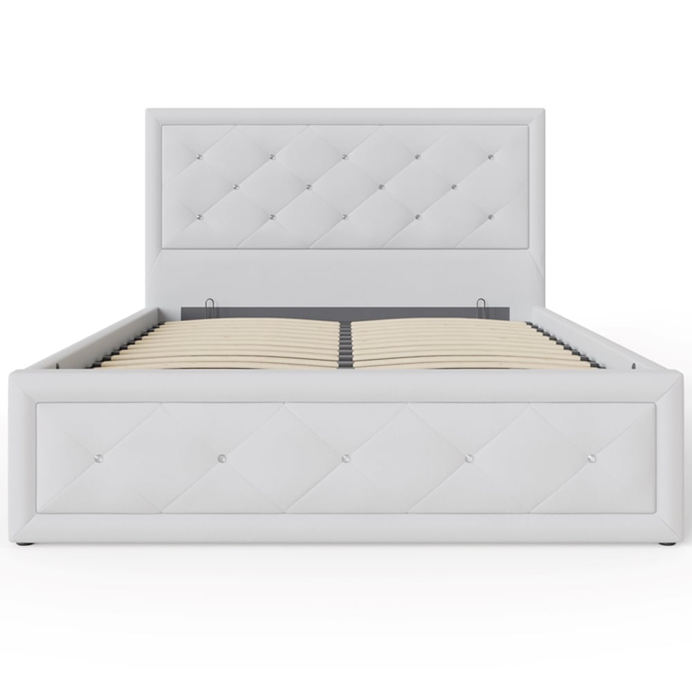 GFW Hollywood King Size White Gas End Lift Ottoman Bed with Buttoned Headboard Image 2