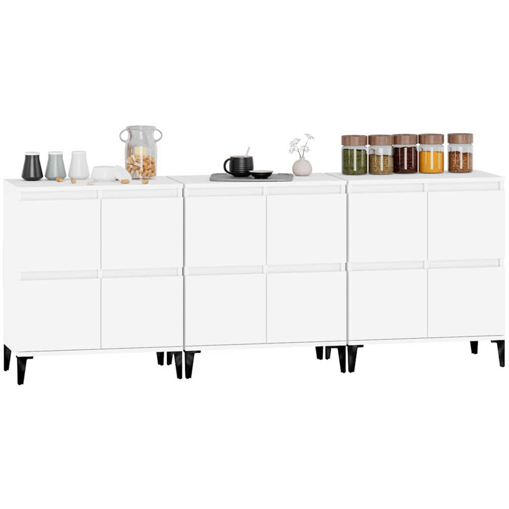 vidaXL 4 Door White Sideboard Set of 3 Image 4