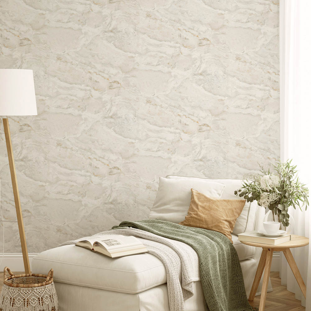 Arthouse Paros Marble Off White and Gold Wallpaper Image 3
