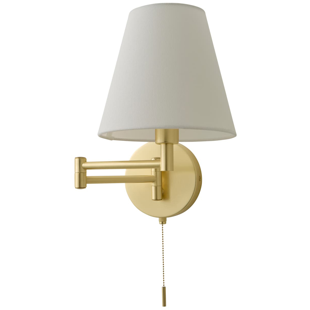 ValueLights Sonia Tapered Shade Brushed Gold Adjustable Swing Arm Wall Light with Bulb 2 Pack Image 1