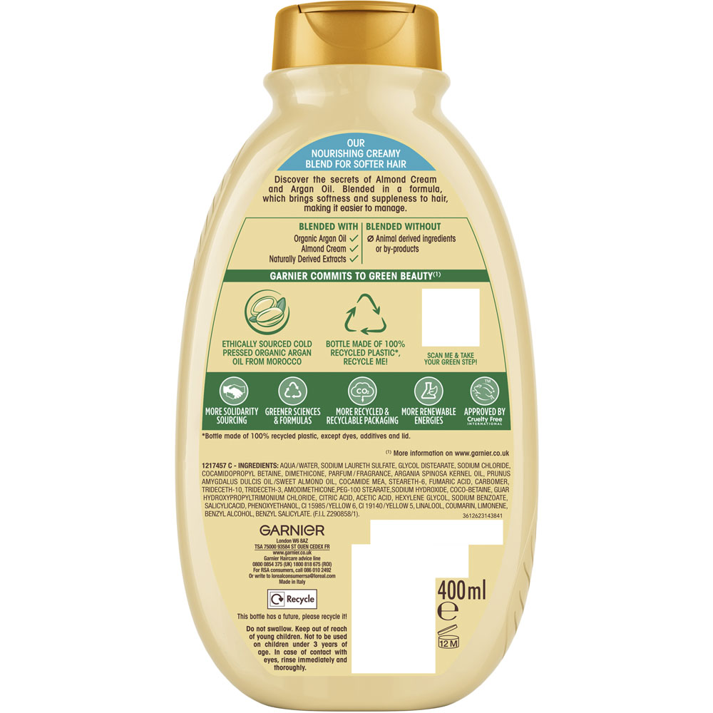 Garnier Ultimate Blends Argan Oil and Almond Cream Dry Hair Shampoo 400ml Image 4