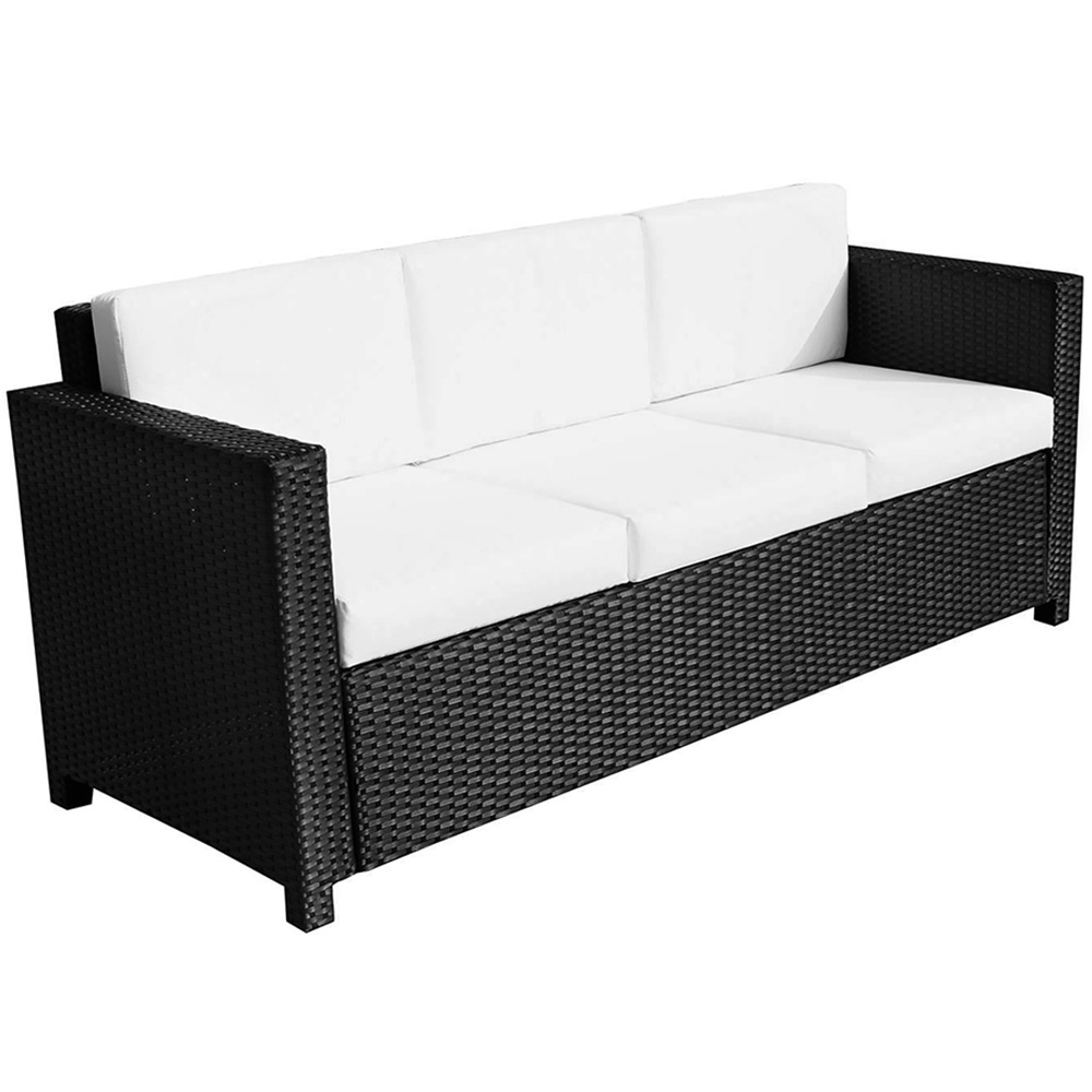 Outsunny 3 Seater Rattan Sofa Black Image 2