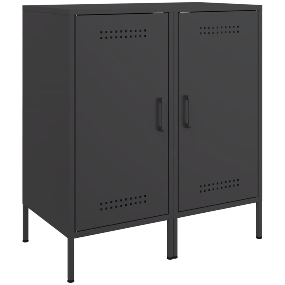 vidaXL Single Door Black Metal Sideboard Set of 2 Image 2