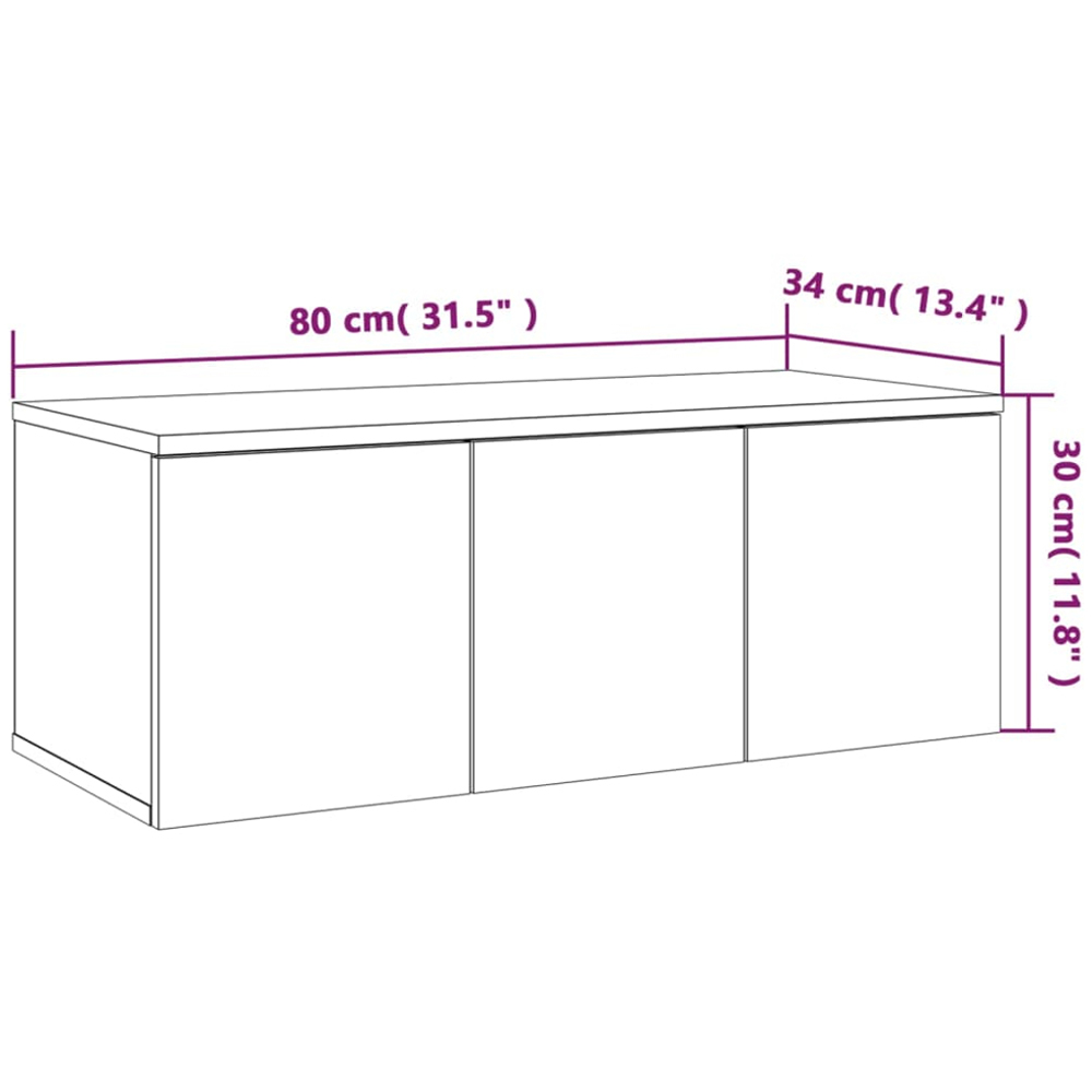 vidaXL 3 Drawer Grey Sonoma TV Cabinet Image 9