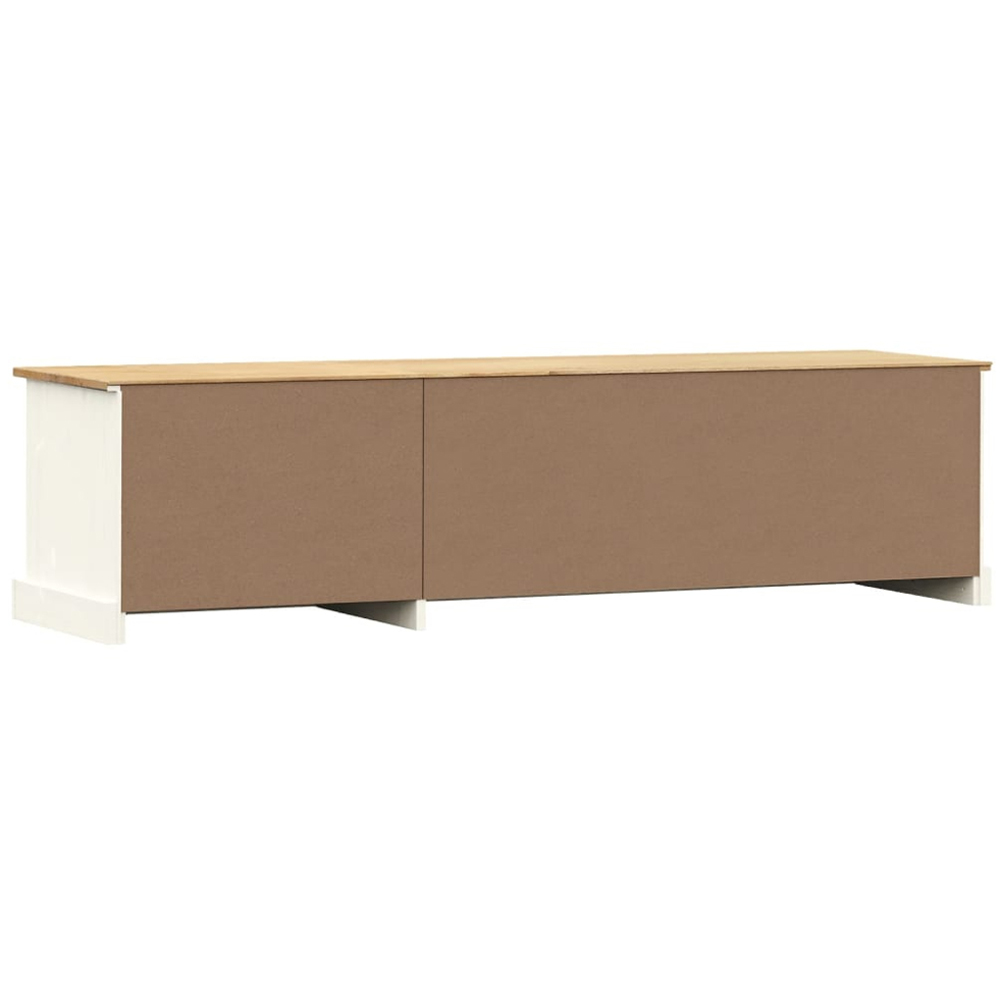 vidaXL Single Door 2 Drawer Single Shelf White Solid Pine Wood TV Cabinet Image 7