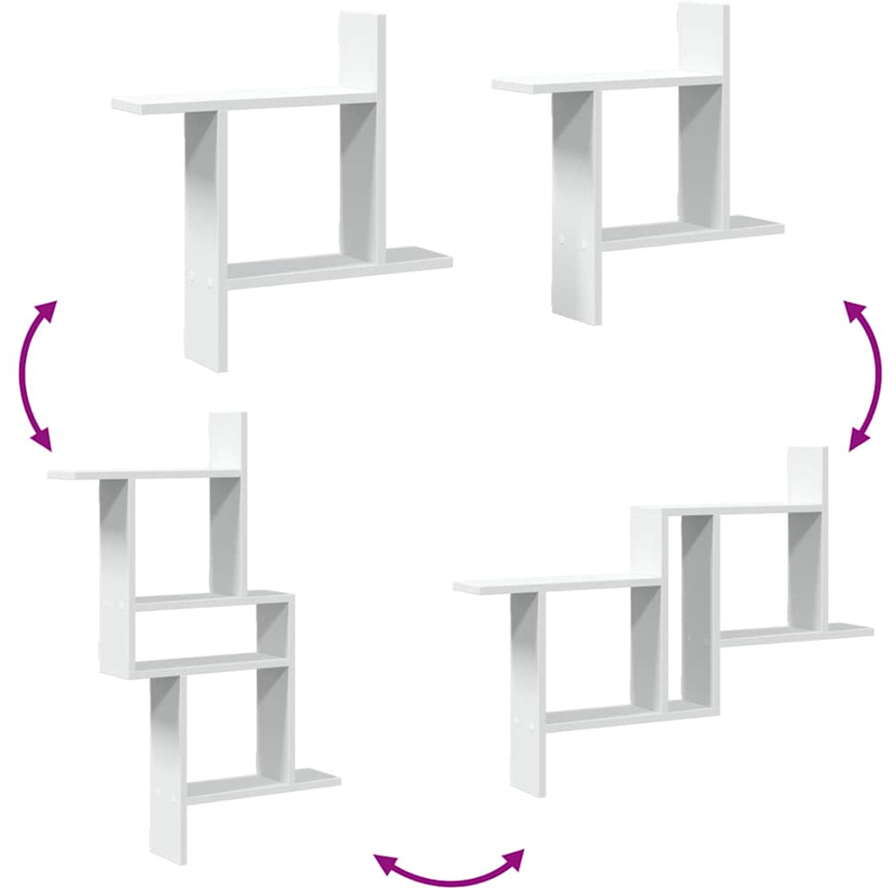 vidaXL 50cm Set of 2 White Floating Wall Shelf Image 7