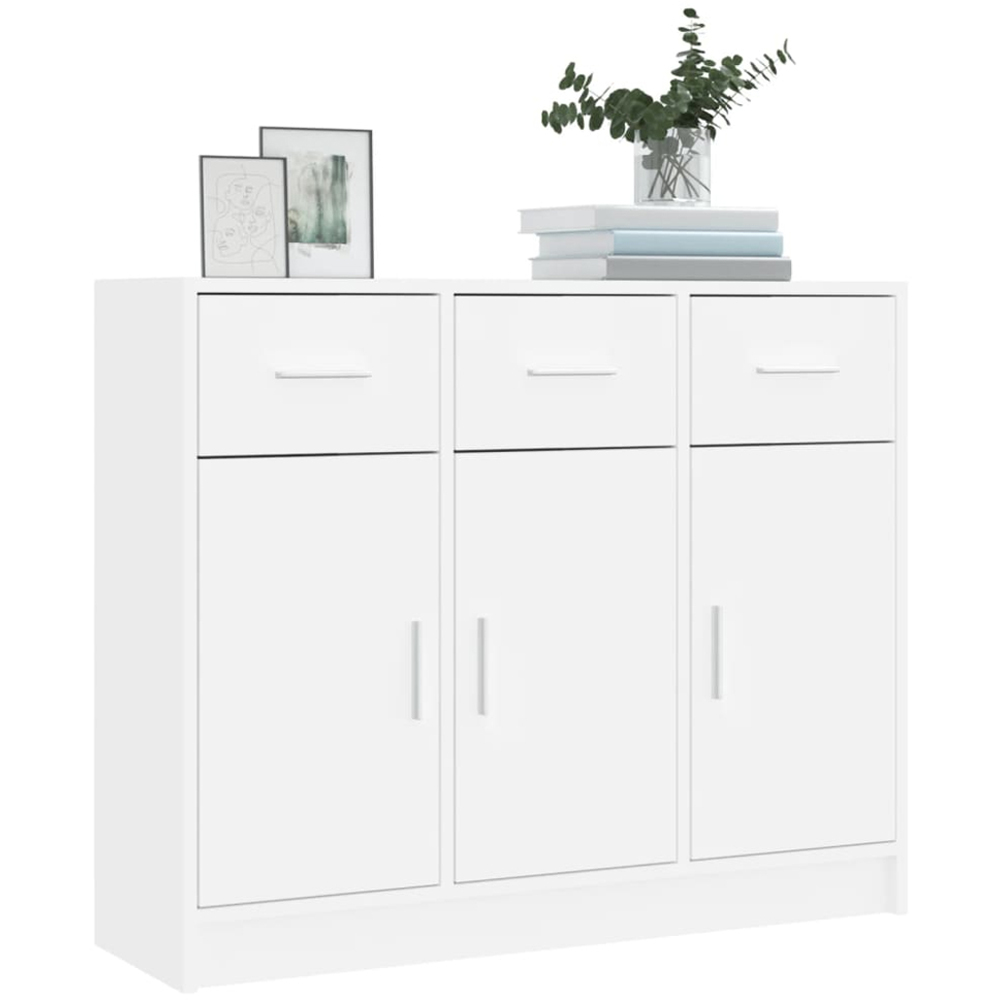 vidaXL 3 Door 3 Drawer White Sideboard Image 3
