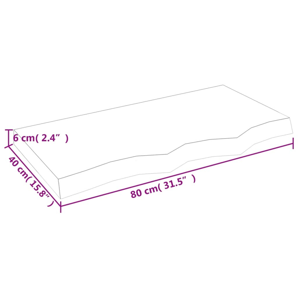 vidaXL 80cm Natural Untreated Solid Oak Wood Floating Wall Shelf Image 8