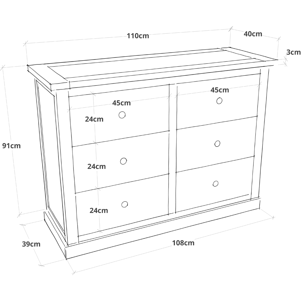 Cabinet Bits Rocca 6 Drawer Grey Chrome Knob Chest of Drawers Image 9