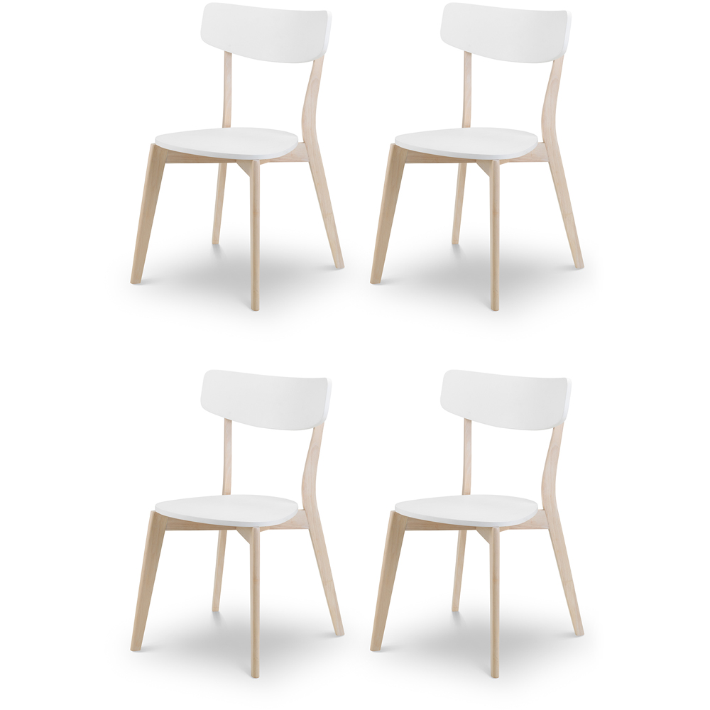 Julian Bowen Casa Set of 4 White and Oak Dining Chair Image 2