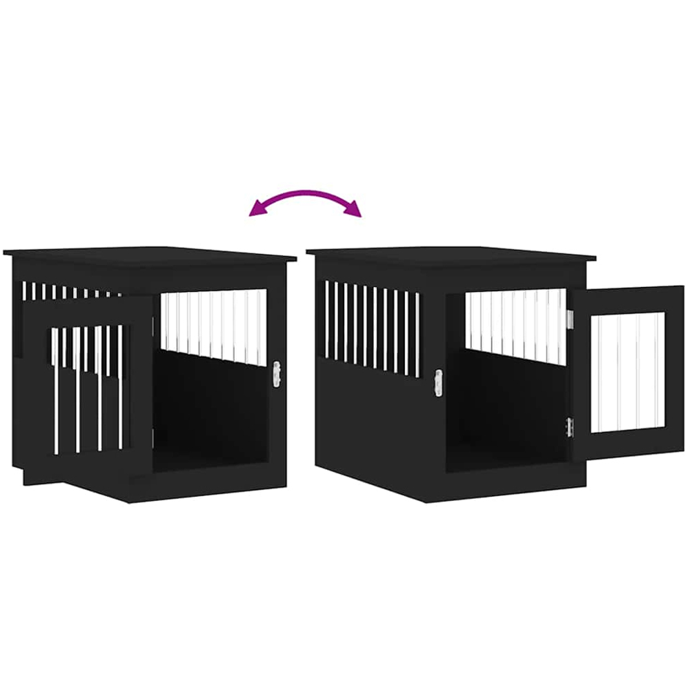vidaXL Black Engineered Wood Dog Crate Furniture 55 x 75 x 65cm Image 9