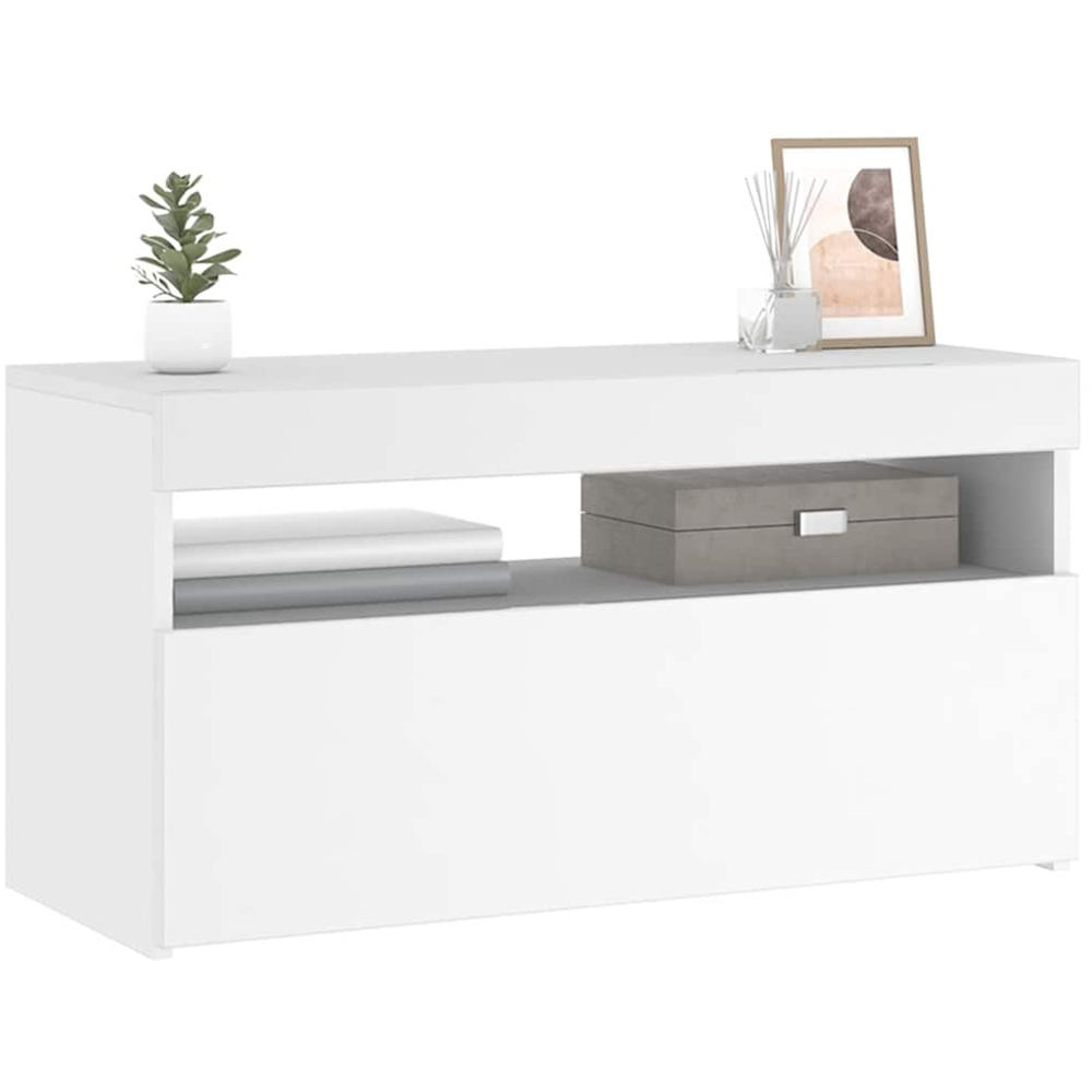 vidaXL Single Door Single Shelf White TV Cabinet with LED Lights Image 6