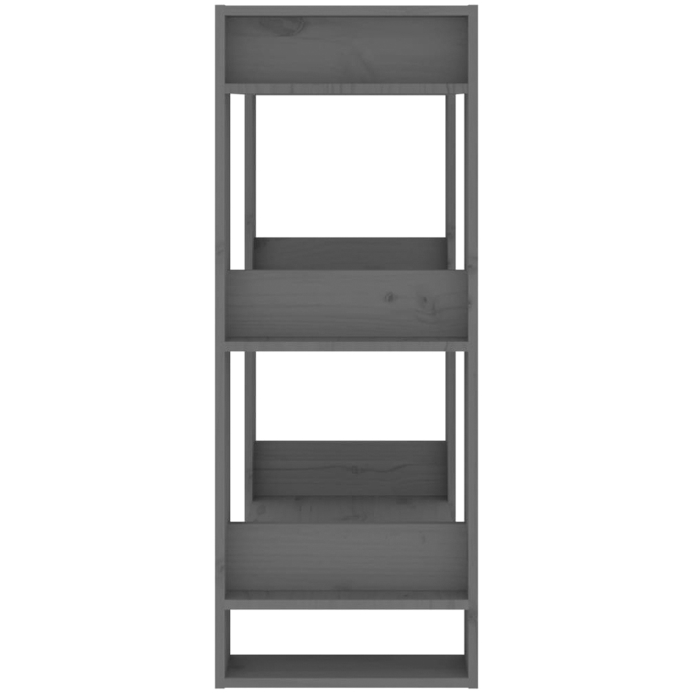 vidaXL 3 Shelf Grey Solid Pine Bookcase Image 4