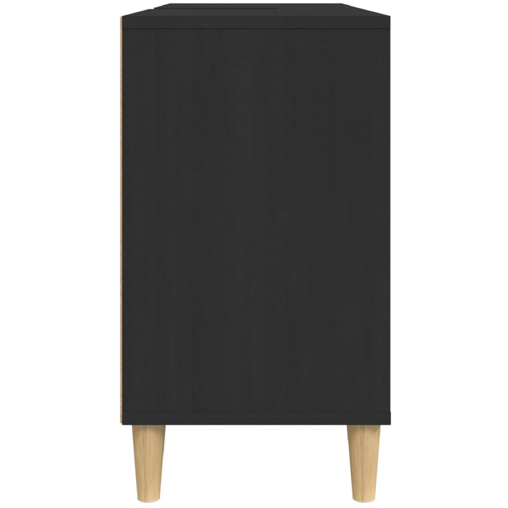 vidaXL Single Door 4 Open Shelf Black Bathroom Sink Cabinet Image 4