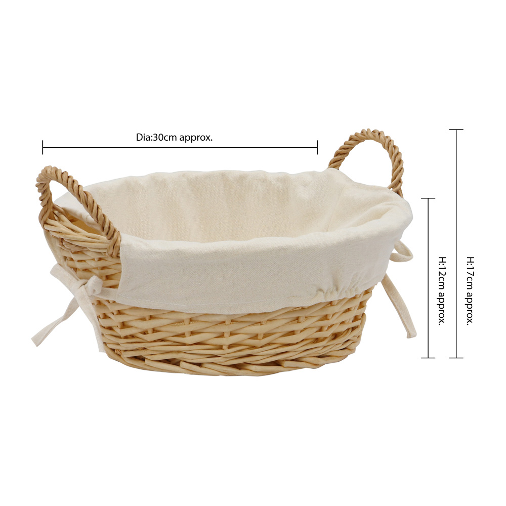 JVL Acacia Honey Round Willow Storage Basket with Lining 6.5L Image 7