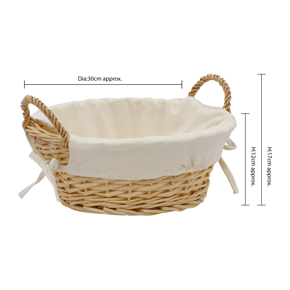 JVL 6.5L Acacia Honey Round Willow Storage Basket with Liner Image 7