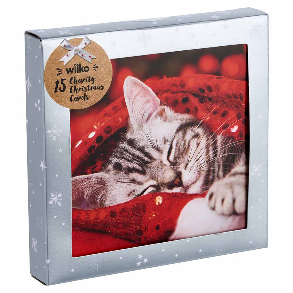 Wilko Kittens Christmas Card 15 Pack Image 1