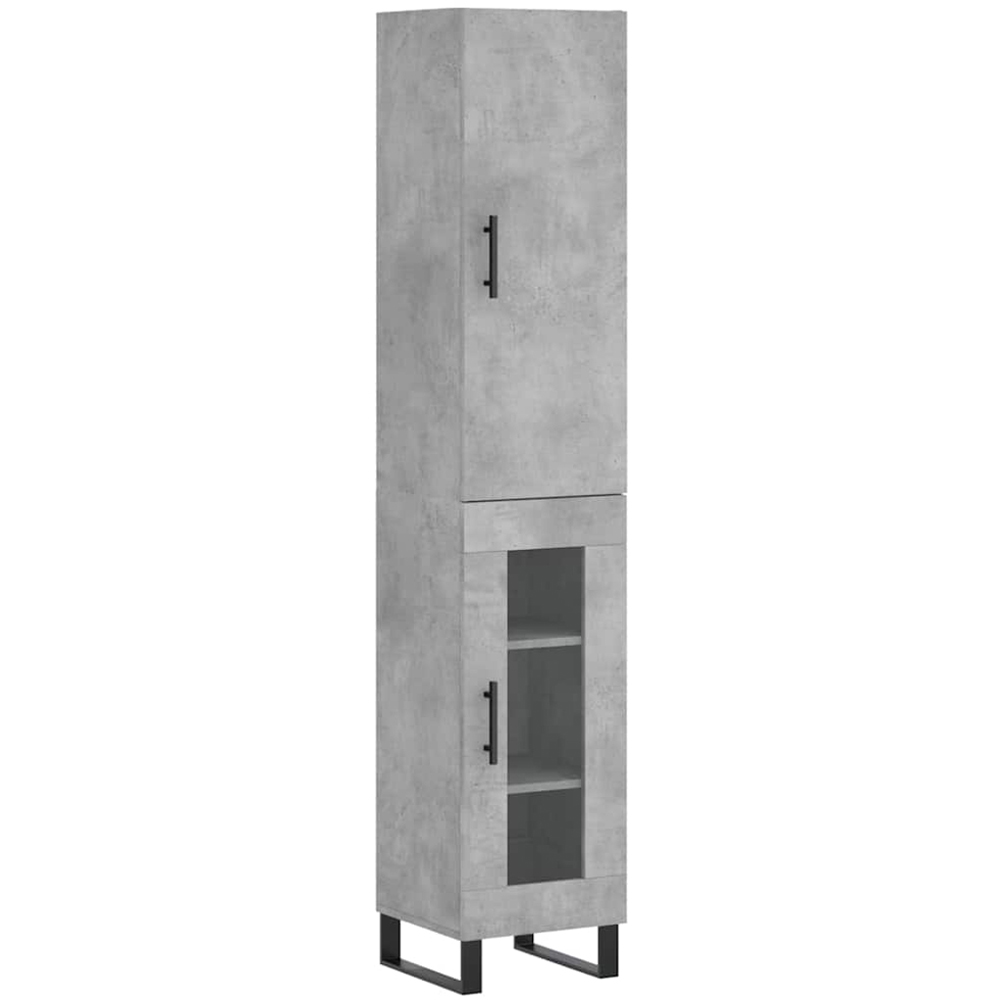 vidaXL 2 Door Concrete Grey Wooden Highboard Image 2