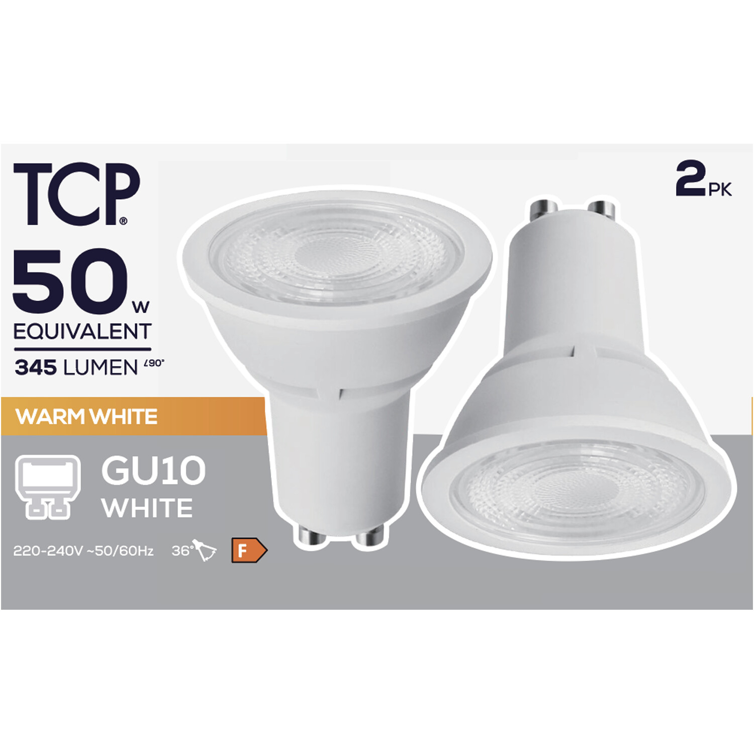 TCP LED White GU10 345L Bulbs - Warm White / 2 Image 2