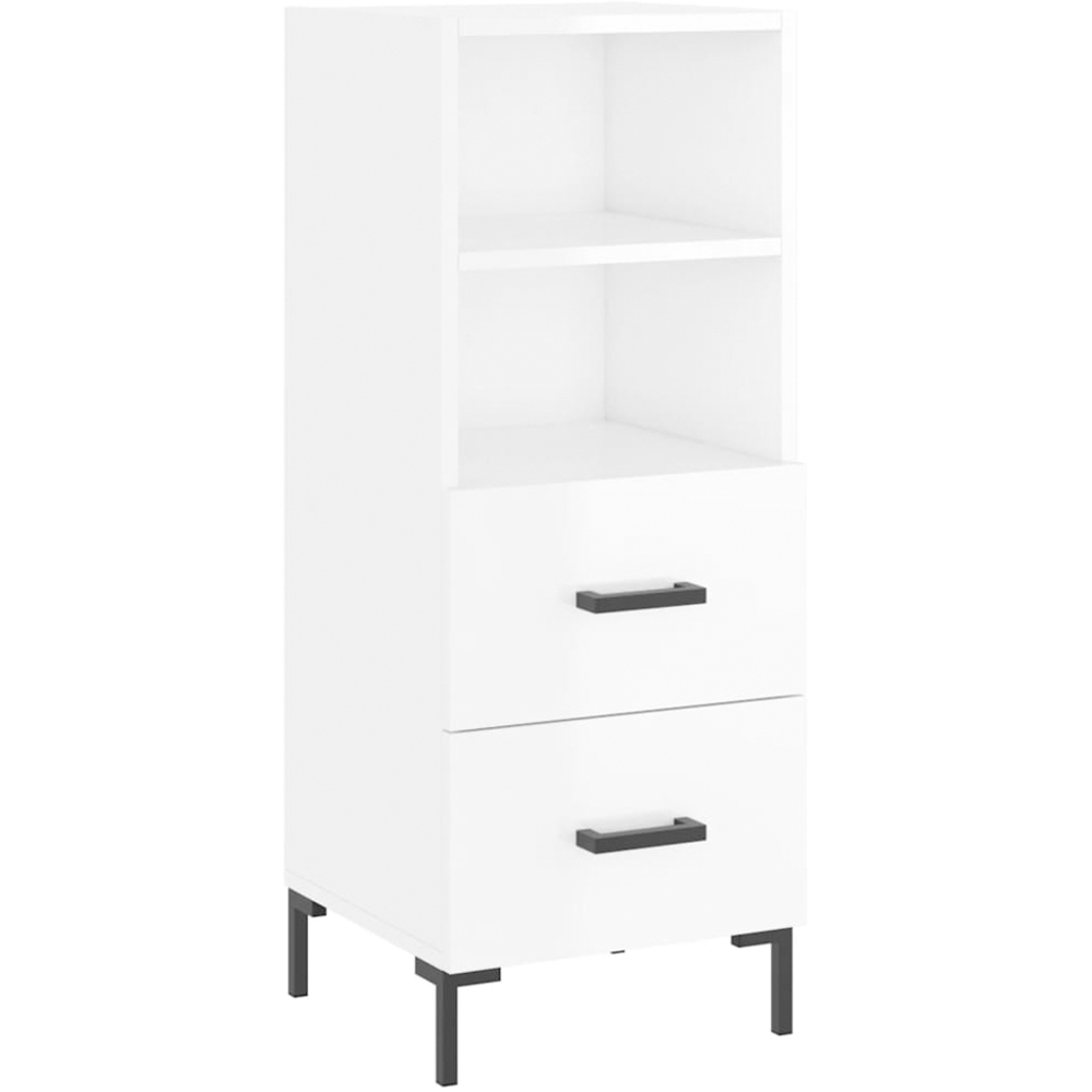 vidaXL 2 Drawer 2 Shelf High Gloss White Sideboard Image 2