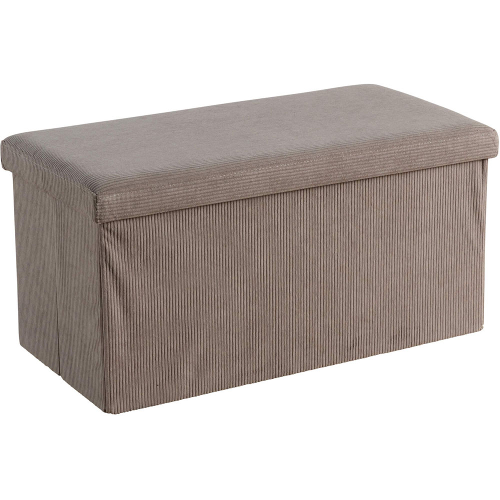 Home Source Grey Corduroy Upholstered Folding Ottoman Image 2