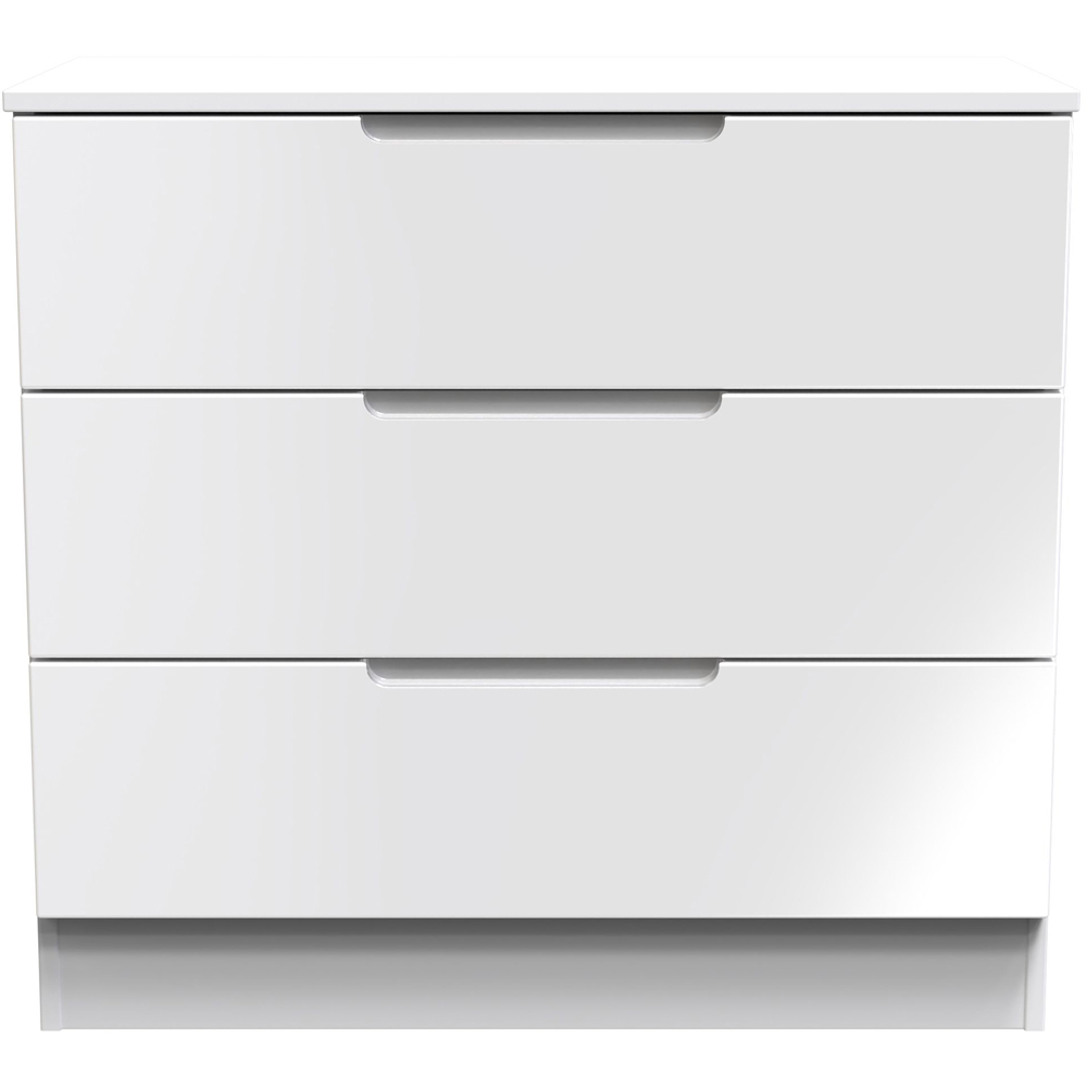 Crowndale Milan 3 Drawer White Gloss Chest of Drawers Ready Assembled Image 2