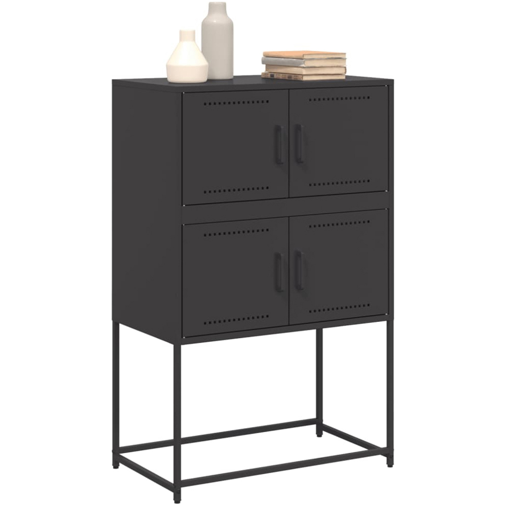 vidaXL 4 Door Black Industrial Metal Sideboard Image 4