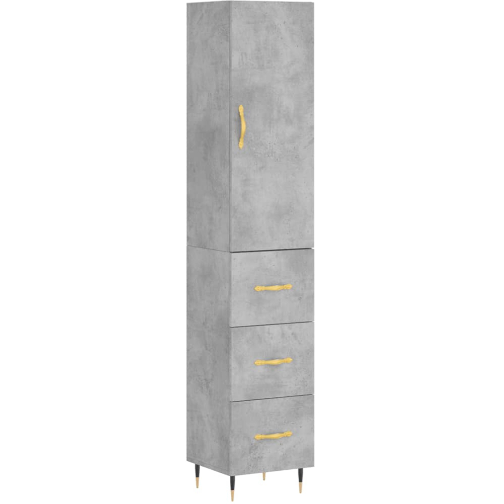 vidaXL Single Door Concrete Grey Highboard with Gold Handle Image 2