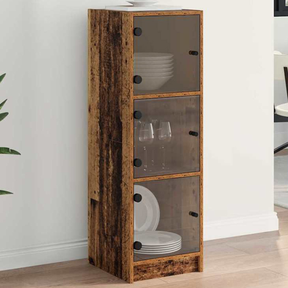 vidaXL 3 Glass Door Old Wood Highboard Image 1
