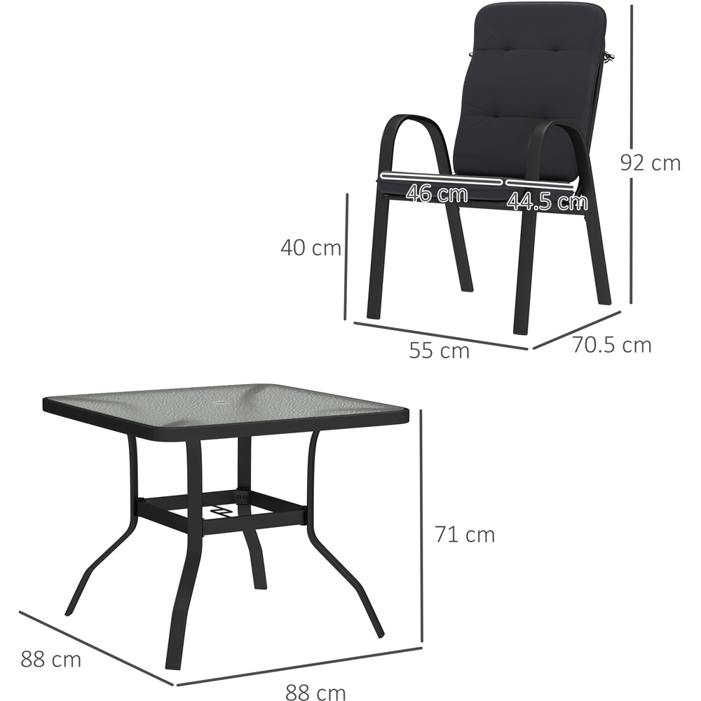 Outsunny 4 Seater Garden Dining Set with Umbrella Hole Black Image 9