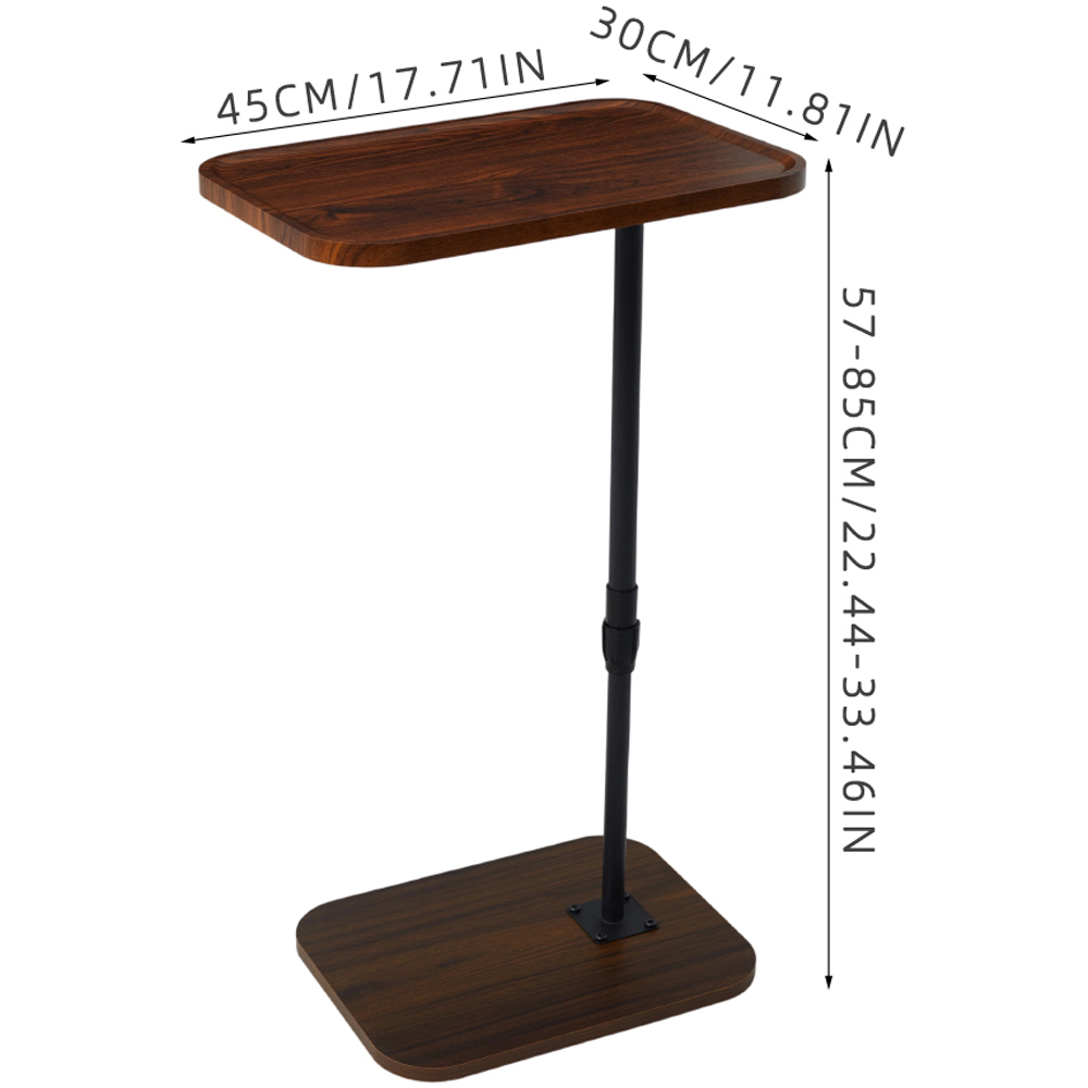 Living and Home Walnut and Black Height Adjustable Side Table Image 9