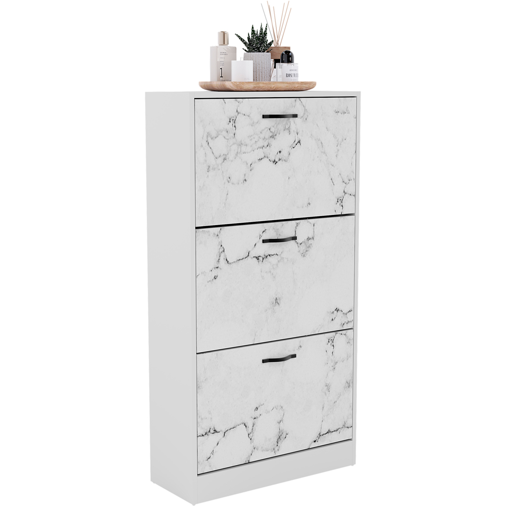 Vida Designs 3 Drawer White Marble Shoe Cabinet Image 2