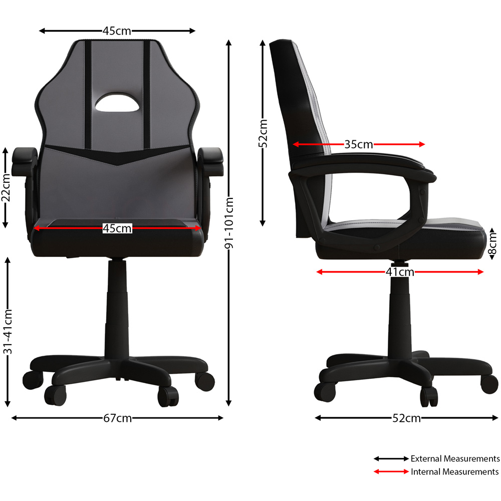 Vida Designs Comet Grey and Black Swivel Office Chair Image 8
