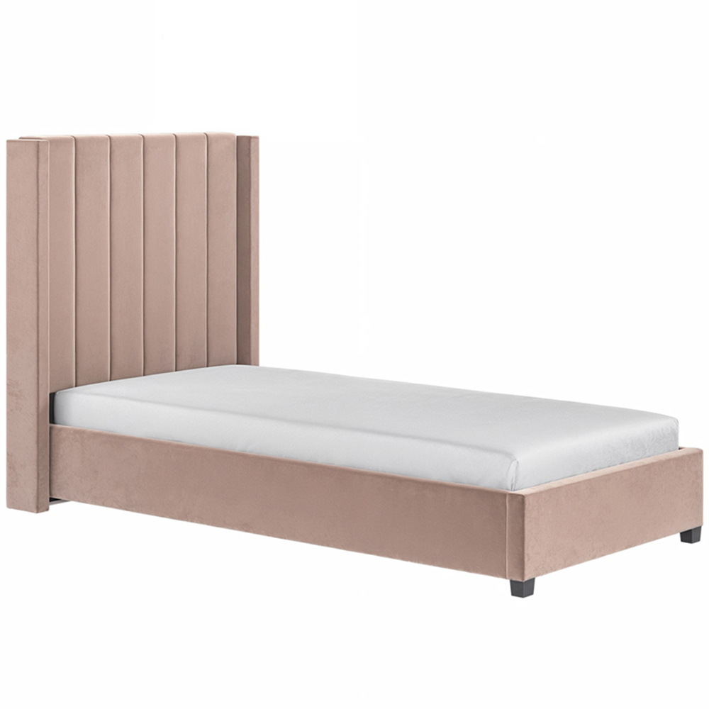 Flair Tiggy Single Pink Velvet Ottoman Bed Image 2
