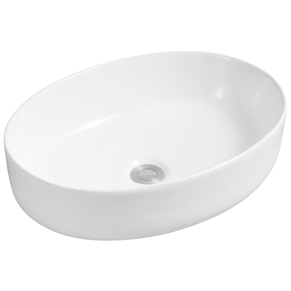 Limoge White Ceramic Vertical Thin Edge Oval Countertop Basin 510mm Image 1