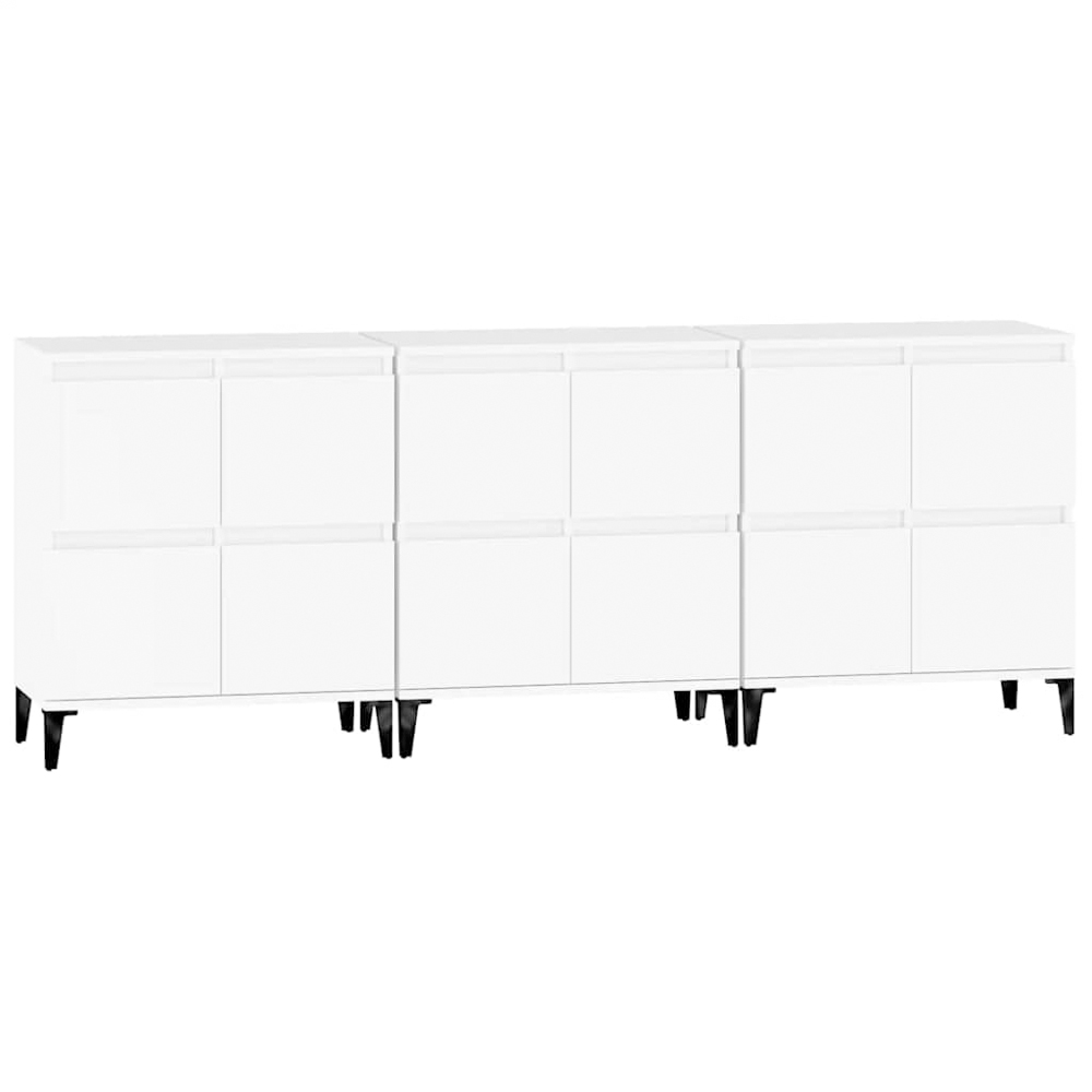 vidaXL 4 Door White Sideboard Set of 3 Image 6