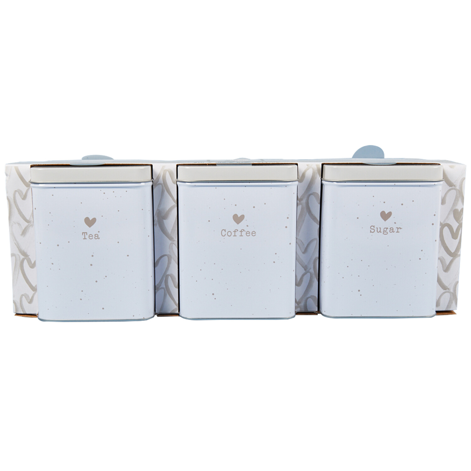 Set of 3 Gold Hearts Metal Tins - White Image 1