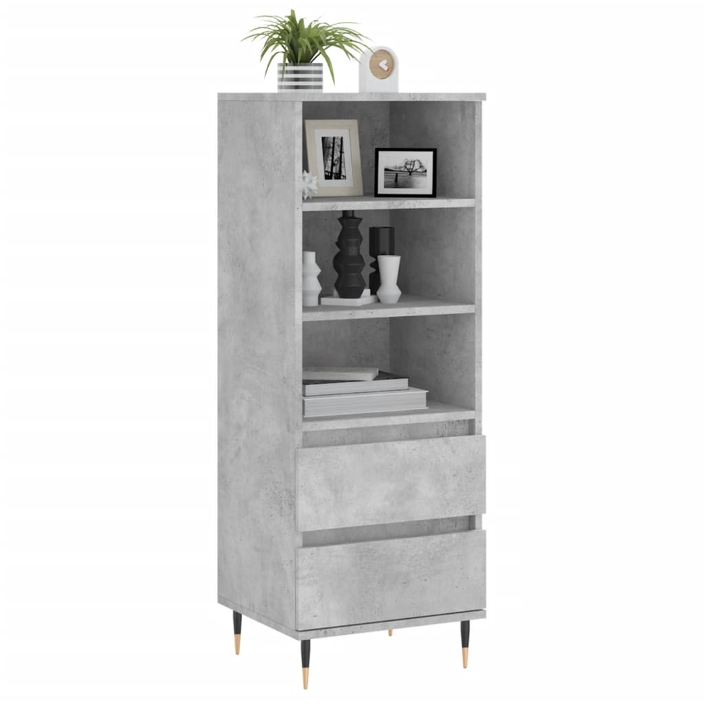 vidaXL 2 Drawer 3 Shelf Concrete Grey Highboard Image 3