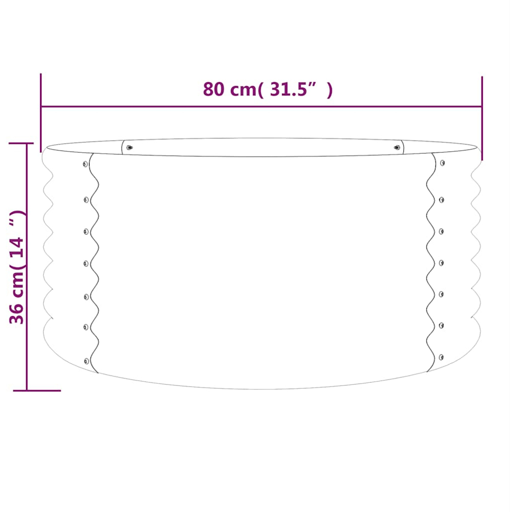 vidaXL Anthracite Galvanised Steel Garden Planter 36 x 80 x 80cm Image 3