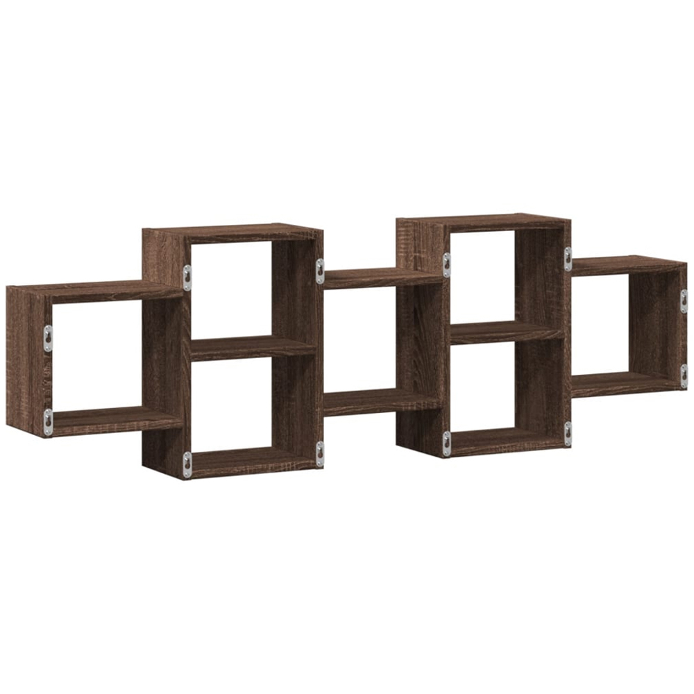 vidaXL 7 Shelf Brown Oak Effect Floating Wall Shelf Image 3