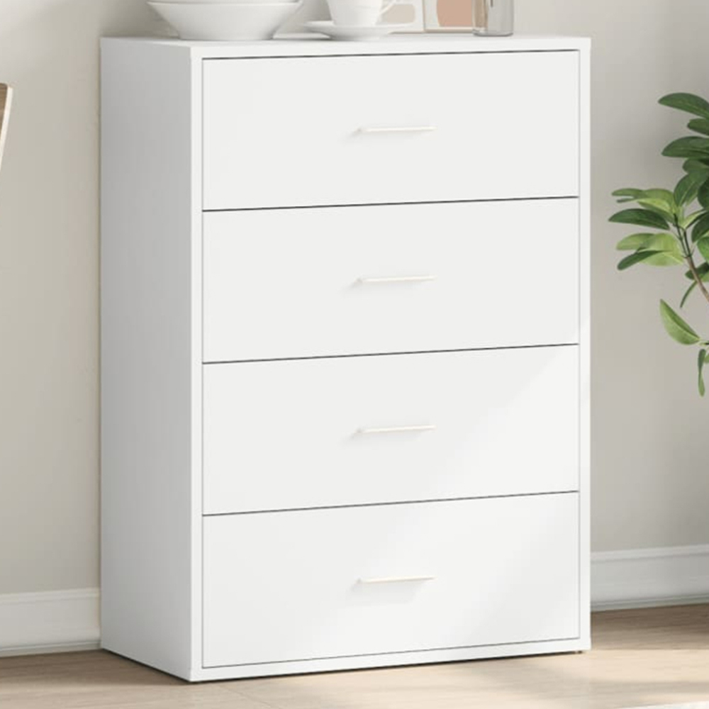 vidaXL 4 Drawer White Sideboard Image 1
