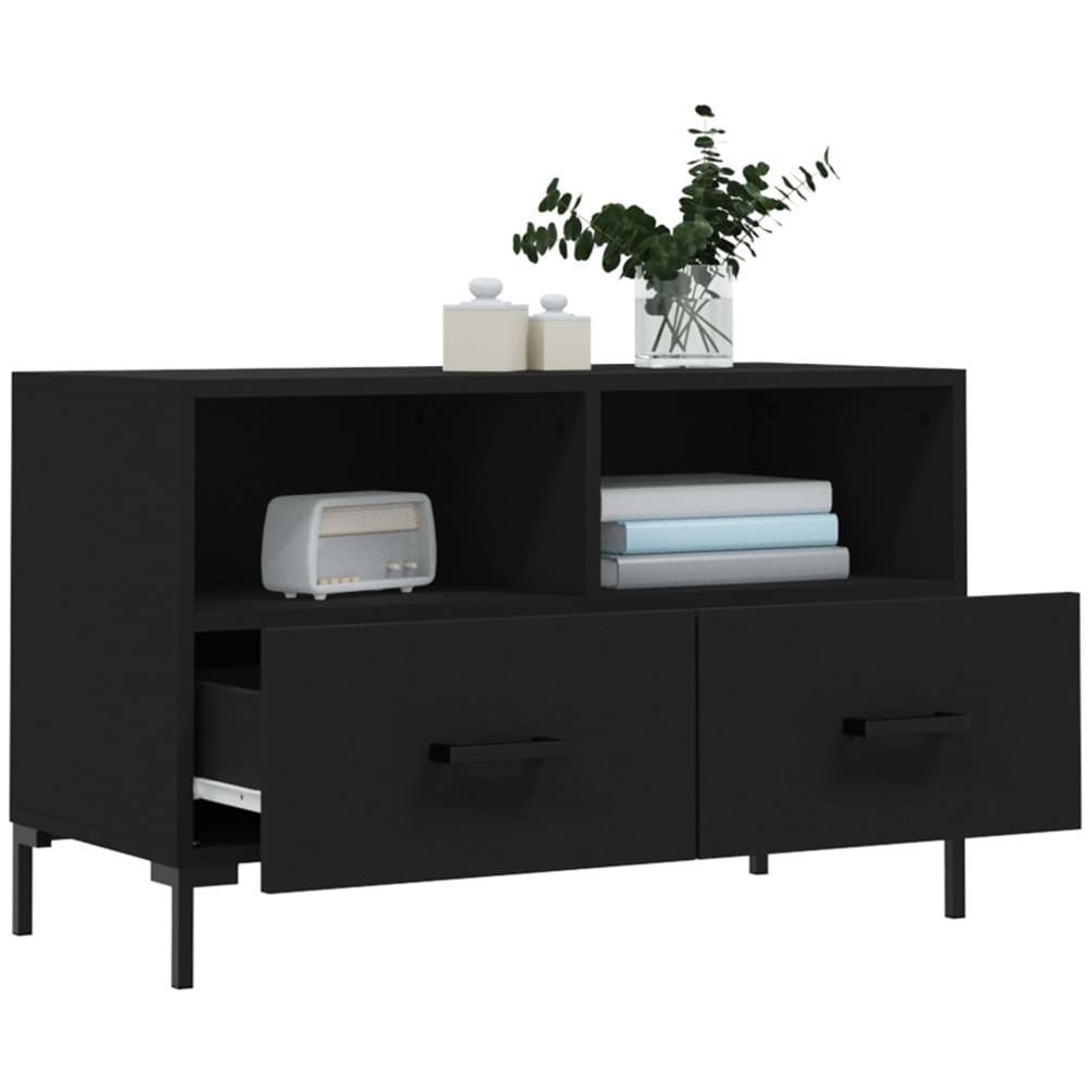 vidaXL 2 Drawer 2 Shelf Black TV Cabinet Image 4