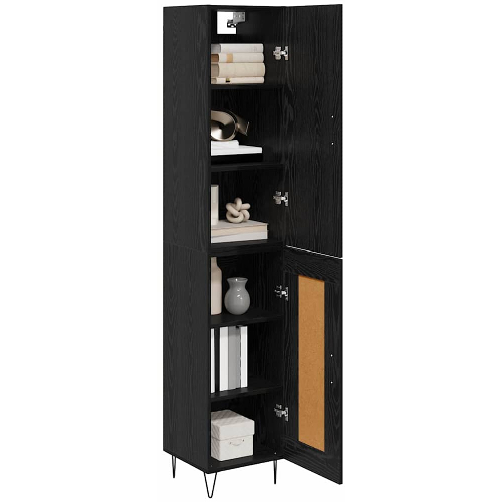 vidaXL 2 Door Black Tall Slim Highboard Image 3