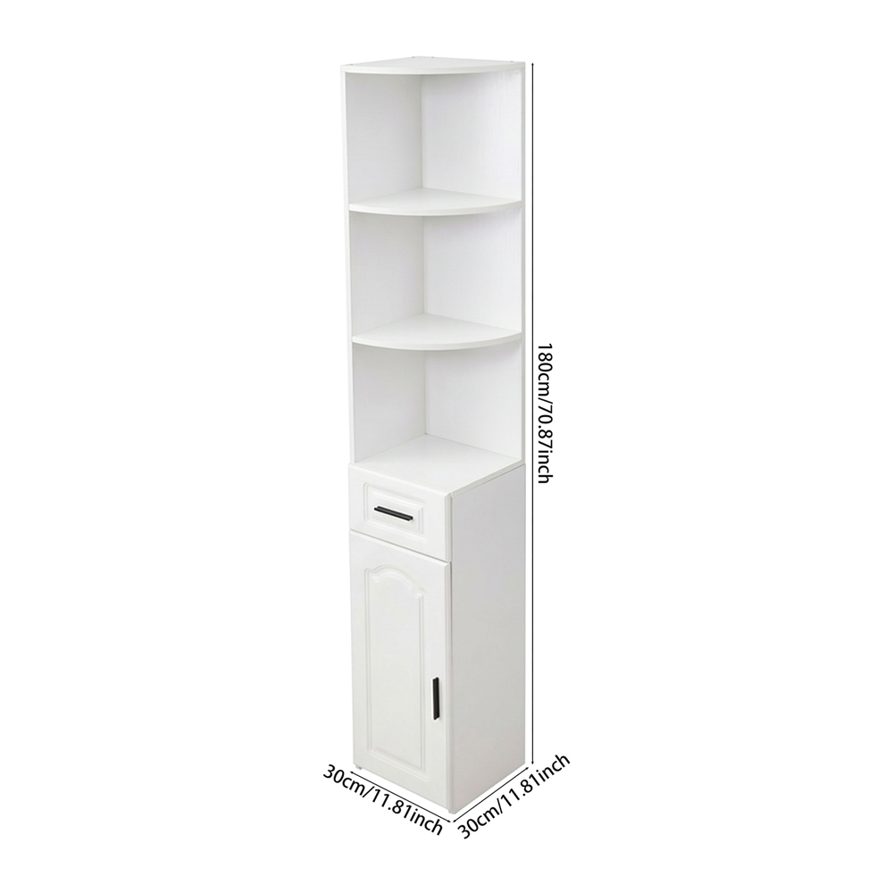 Living and Home Single Door Single Drawer White Corner Cabinet Image 8