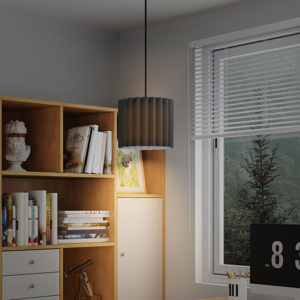 Portland Black Wave Linen Textured Shade Ceiling Lamp 178cm Image 6