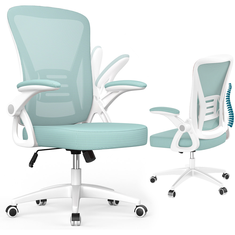 Rattrix Green Office Chair with Flip-Up Armrest and Lumbar Support Image 2